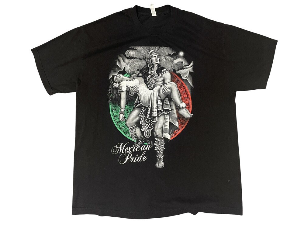 Mexican Pride Shirt Mens XL Black Aztec Warrior Mexico Graphic Tee Alstyle 1301